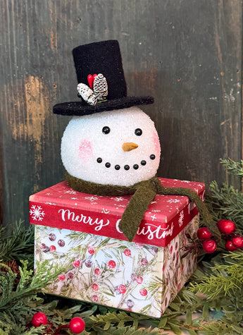 PB-745C Small Fabric Cover Box with Snowman Head & Hop Hat