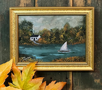 MKM-235 'Cottage by the Lake' ORIGINAL Painting by MK Moulton