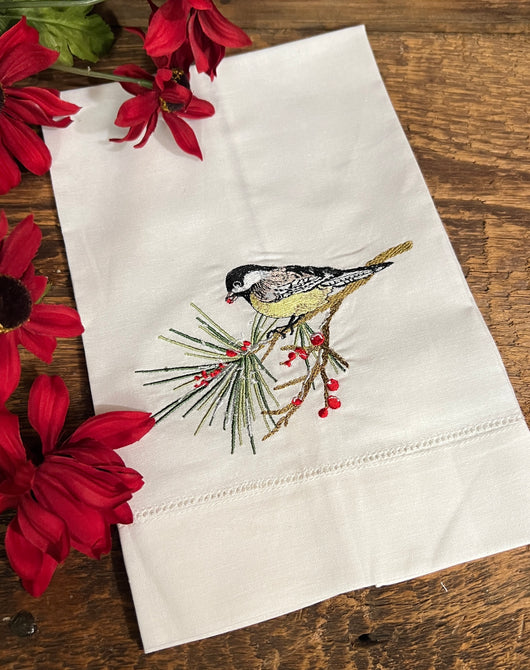 PH-89B Embroidered Chickadee Towel