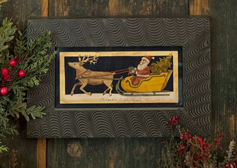 PJH-440 Santa in Sleigh with Reindeer Framed Paper Cutting