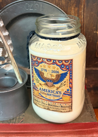HSC-01 1776-2026 Eagle Jar Candle - Liberty Tea & Birthday Biscuits