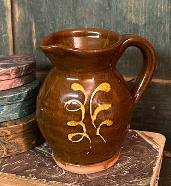 NV-1051 Small Redware Pitcher with Slip Design