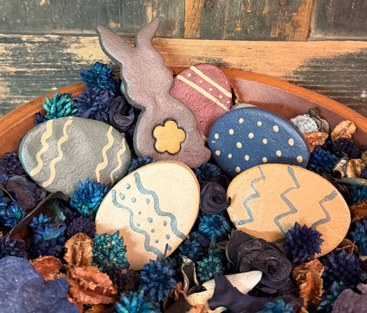 PEN-79 Hand-made Salt Dough Bowl Filler - Bunny & 5 Eggs