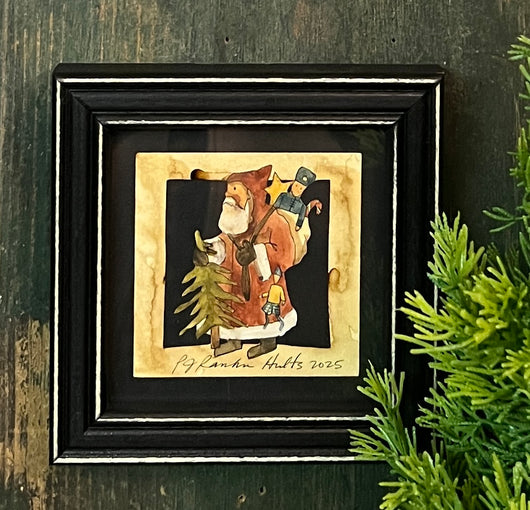 PJH-399 Santa with Bag of Toys Framed Paper Cutting