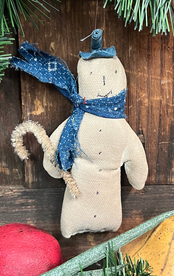 NV-X10 Aged Fabric Snowman with Blue Scarf