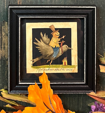 PJH-359 Flying Pumpkin Man Framed Paper Cutting
