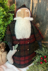 EC-29P Santa in Plaid Wool Coat with Stocking
