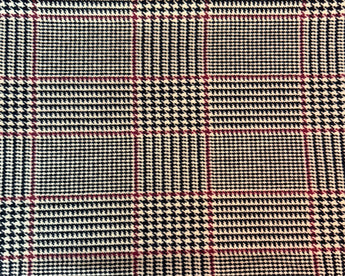 NV-1124 100% Wool Full Blanket - Cream, Black & Cranberry