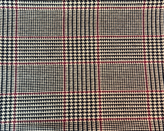 NV-1124 100% Wool Full Blanket - Cream, Black & Cranberry