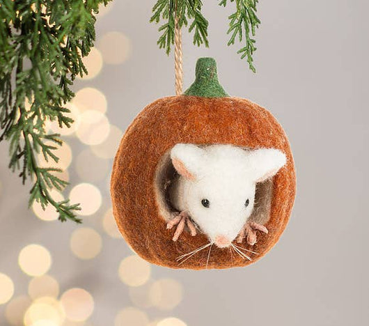 AB-01 Mouse in Small Pumpkin Ornament
