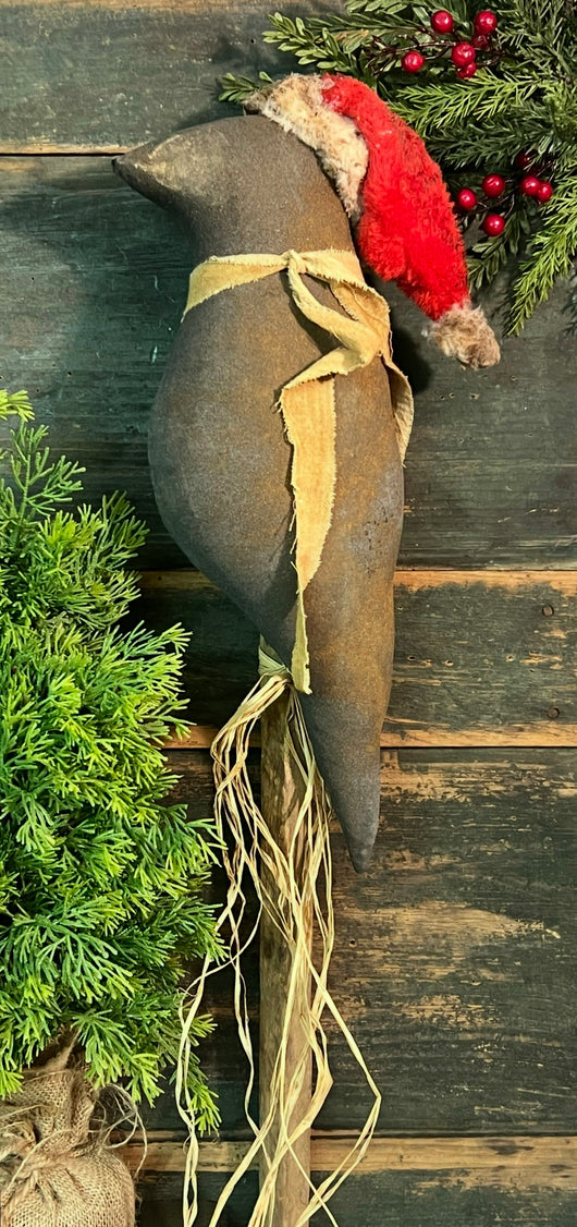 OGP-1 Fabric Crow with Santa Hat on Stake