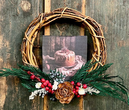 CD-HW20 Paper Holiday Cake with Dried Flowers Wreath