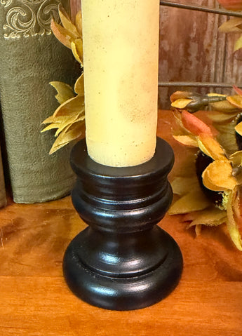 AT-7B Wooden Taper Candle Holder - Black