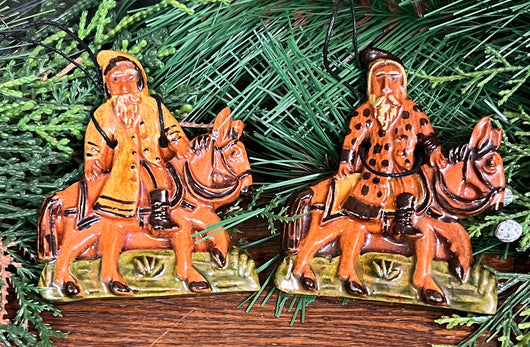 GMS-T126 Shooner Redware Santa on Donkey Ornaments