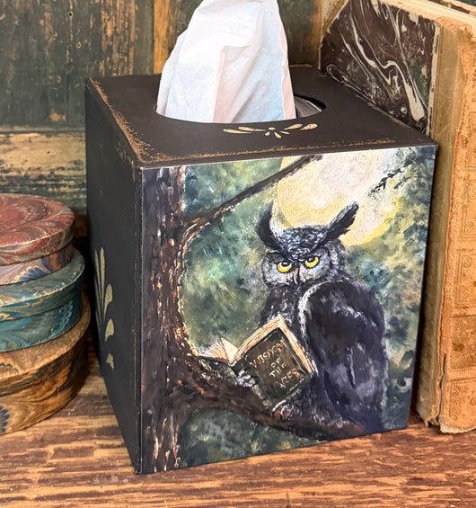 MKM-TC28 Owl with Book Tissue Cover
