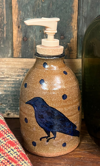 CC-2445 Pottery Crow with Dots Soap Pump Dispenser