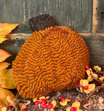 PB-61 Hand-hooked Orange Pumpkin Pillow Tuck