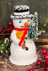 PPT-05 Snowman with Tree Paper Mache Figurine