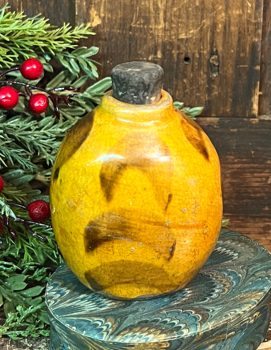 GMS-1736 Shooner Redware Flask with Polliwogs