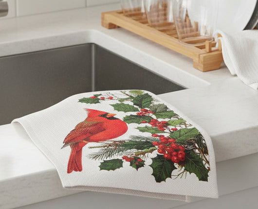 AB-04 Cardinal & Holly Dishcloth