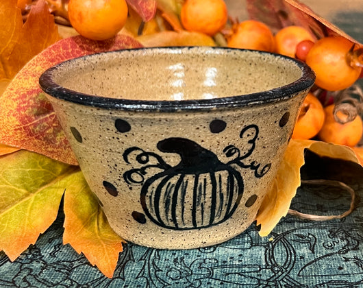 CC-2431 Sm Pottery Pumpkin with Dots Votive Cup