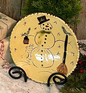 SJP-CP6 7” Snowman Sgraffito Plate