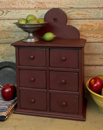 OTC-36R Six Drawer Wood Pantry Box - Red over Black