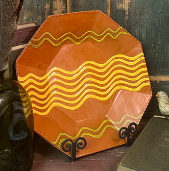 NV-963 Redware Simple Slip Hex Plate