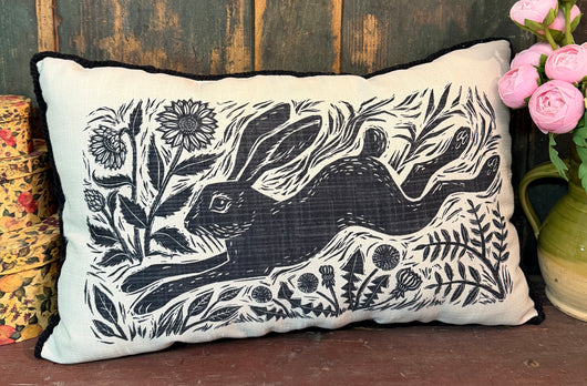 JZ-14 Printed Leaping Bunny Pillow