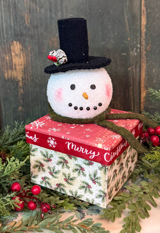 PB-745A Small Fabric Cover Box with Snowman Head & Hop Hat