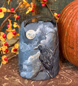 TPA-19 Hand-painted 'Crow with Moon’ on Antique Iron Cowbell