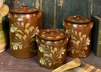 NV-998 Hand-painted Pottery Canisters - Set of 3