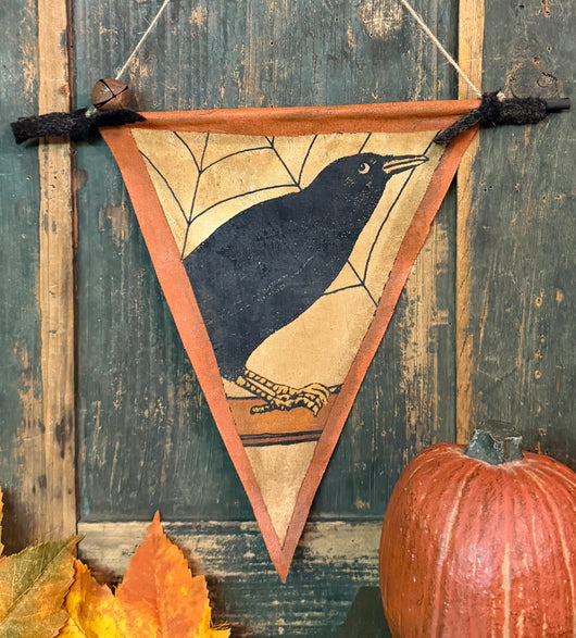 PEN-177 Stenciled Canvas Pennant Flag - Raven Web