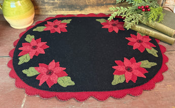 NV-1103 Poinsettia Appliqued Wool Mat