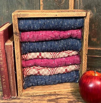 NV-BQ Old Box with Quilt Pieces