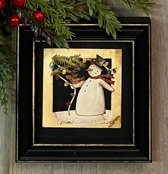 PJH-410 Snowman with Lights Framed Paper Cutting