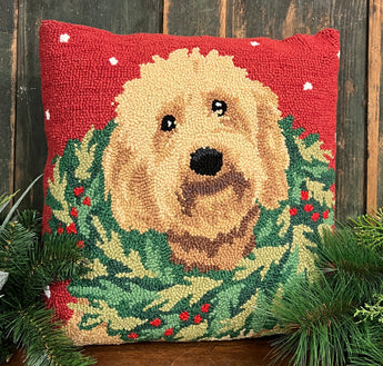 PH-137 Labradoodle Wool Hooked Pillow