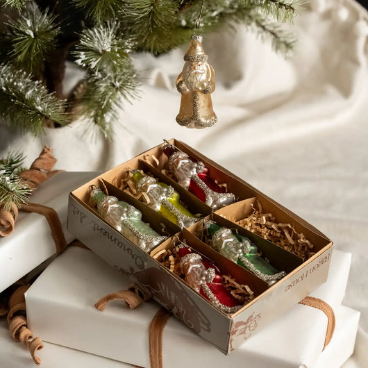 RA-188 Glass Santa Ornaments - Boxed Set of 6