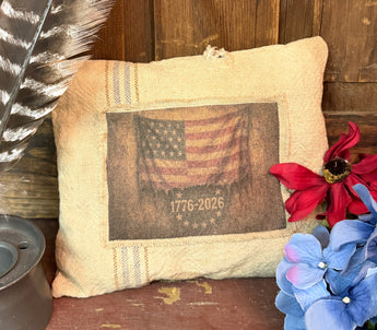DD-295A Vintage Feedsack Pillow - 1776-2026 Flag
