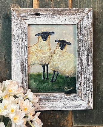 MKM-247 'Two Happy Sheep' ORIGINAL Painting by MK Moulton