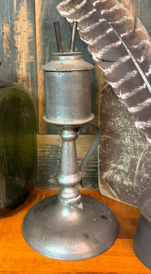 VN-11 Double Wick Pewter Oil Lamp - From our personal collection