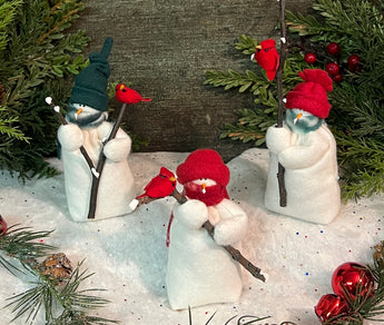 FA-1017 Med Fabric Snowfolk with Cardinal on Branch