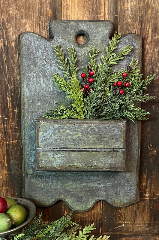 MA-23BG Hanging Wood Wall Pocket - Blue/Green over Brown