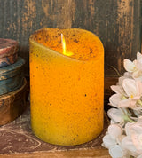 HSZ-SFC-M Small Realistic Flame Candle - Mustard - Lemon Pound Cake Scented
