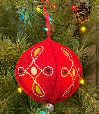 NG-227P Wool & Felt Merino Ornament - Red