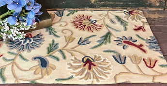 CD-SCR-C Crewel Table Short Runner - Blue Floral