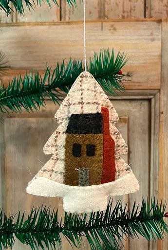 NG-226B Wool Tree Ornament - Log Cabin