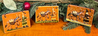 GMS-T151 Shooner Redware Santa with Donkey Ornaments