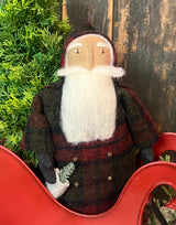 EC-29P Santa in Plaid Wool Coat with Stocking