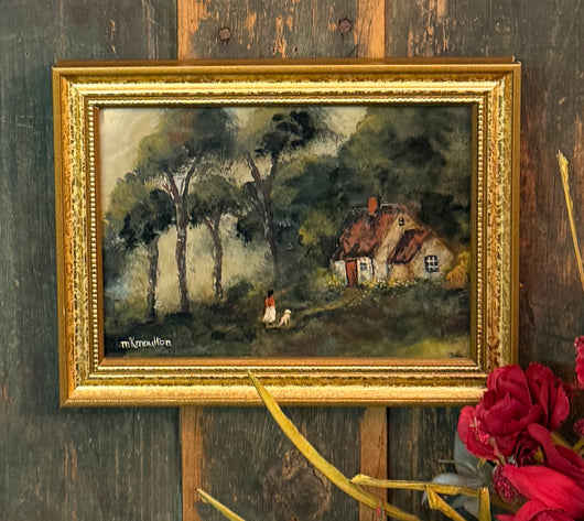 MKM-296 'A Lady, A Dog, A House' ORIGINAL Painting by MK Moulton